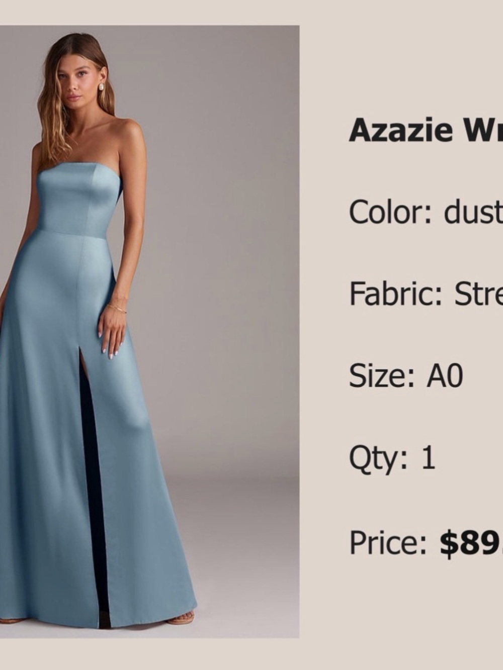 Azazie Wren Dusty Blue Dress